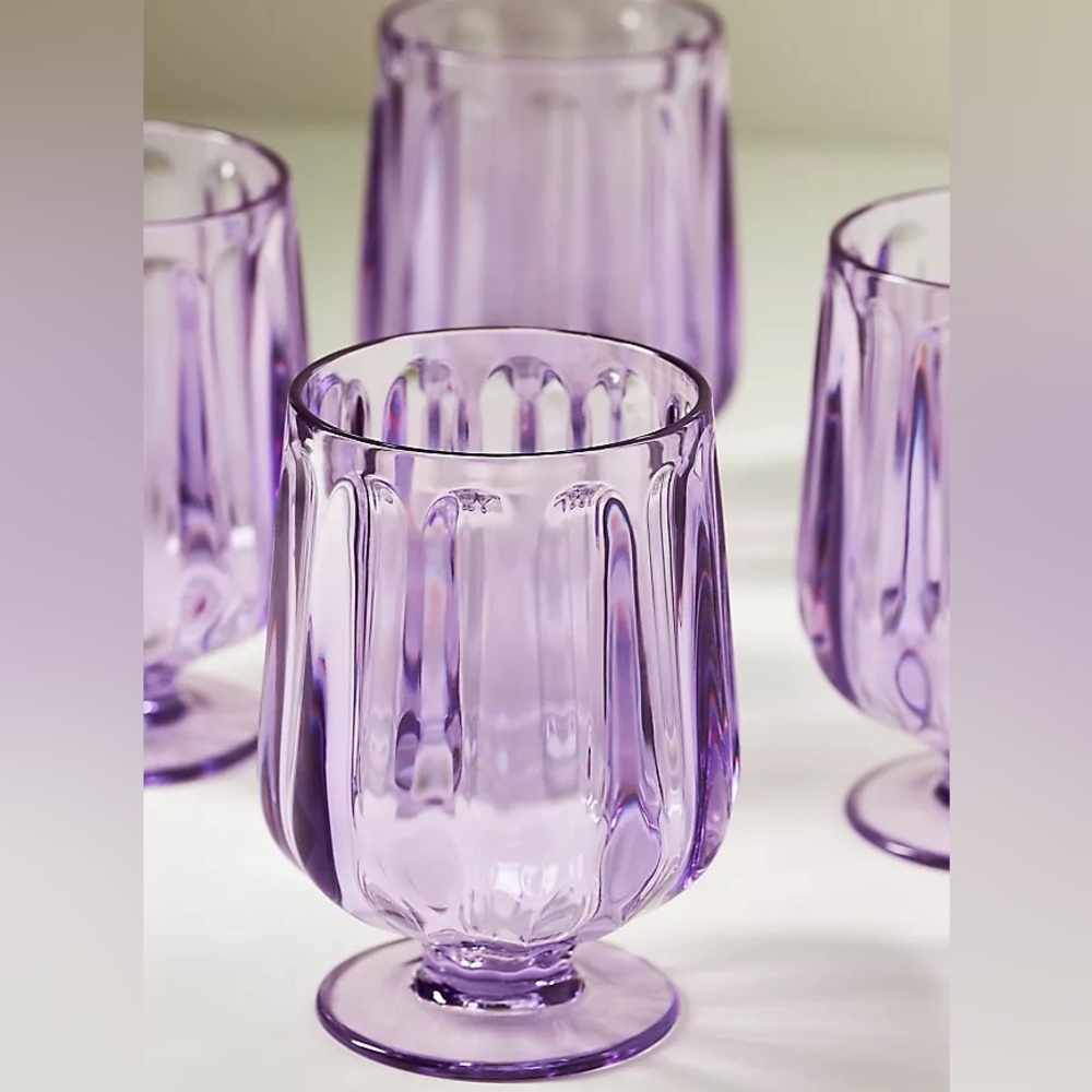 Anthropologie Lucia Acrylic Goblets, Set of 4 Lilac